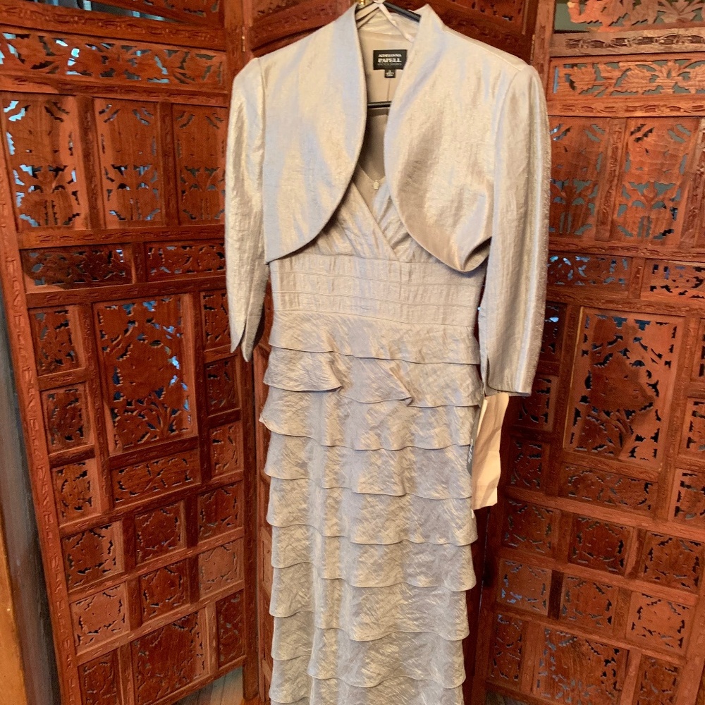 Adrianna Papell Shutter Pleat Floor Length Gown